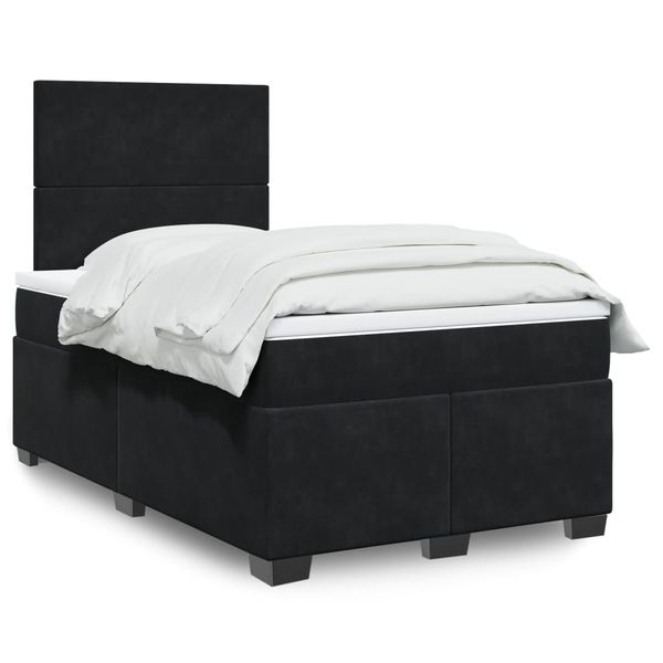 vidaXL Posteľný rám boxspring s matracom čierny 120x200 cm zamat