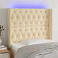 vidaXL Čelo postele s LED krémové 103x16x118/128 cm látka