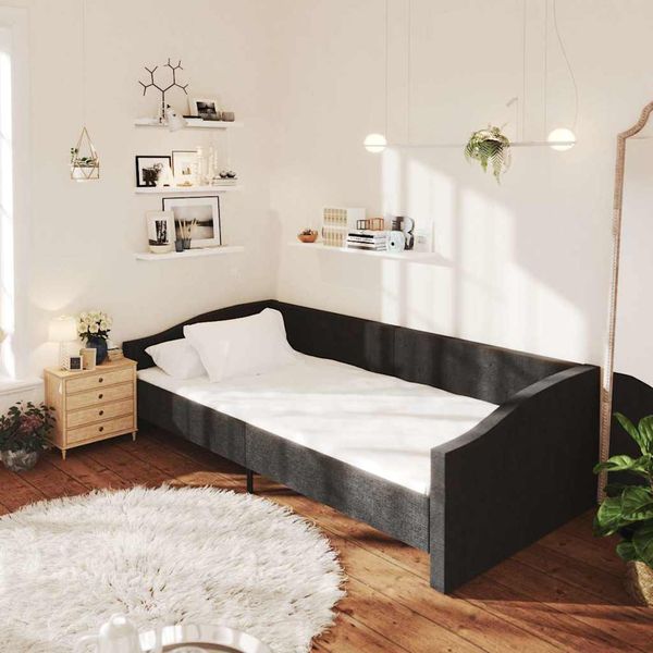 vidaXL Pohovka s matracom a USB čierna látková 90x200 cm