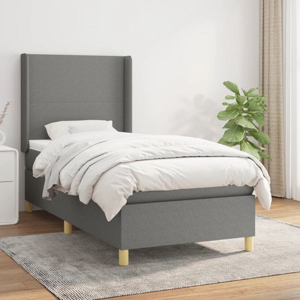 vidaXL Boxspring posteľ s matracom tmavosivá 90x190 cm látka