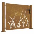 vidaXL Záhradná brána 100x75 cm, oceľ Corten, dizajn s trávou