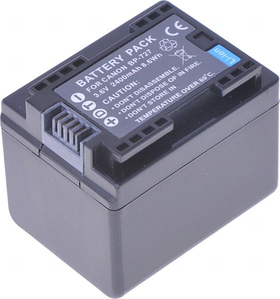 Batéria T6 power Canon BP-727, 2400mAh, 8,6Wh, čierna