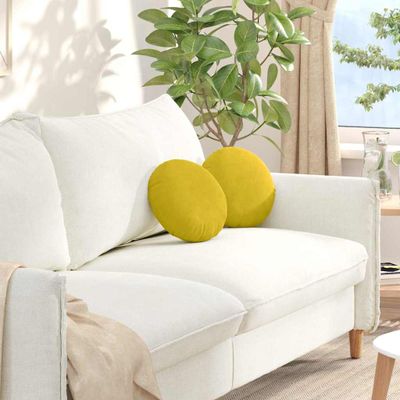 vidaXL Vankúše na sedenie 2 pcs Žltá Ø30 x 13 cm Zamat