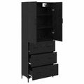 vidaXL Highboard Čierny dub 69,5 x 34 x 180 cm Kompozitné drevo