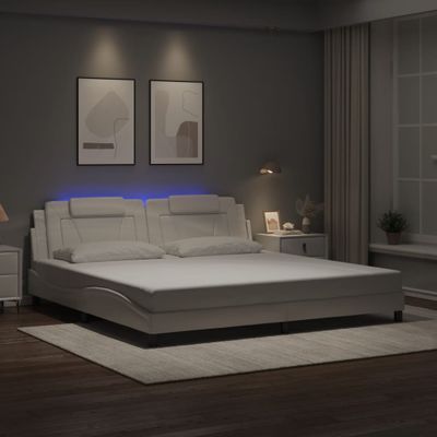 vidaXL Rám postele Viana s LED bez matraca biely 200x200 cm