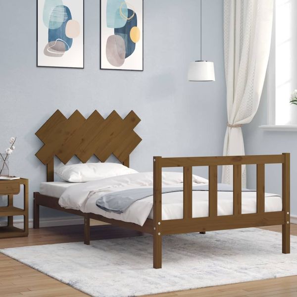 vidaXL Rám postele s čelom medovohnedý 100x200 cm masívne drevo