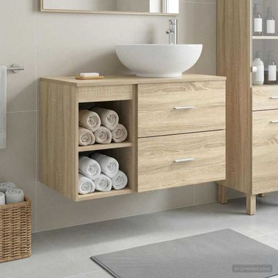 vidaXL Sada kúpeľňového nábytku 2 pcs Dub sonoma Kompozitné drevo