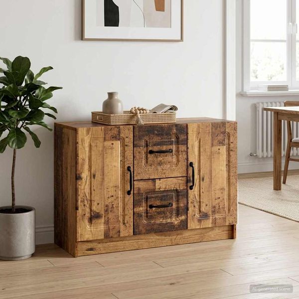 vidaXL Servírovacia skriňa so zásuvkou Staré drevo 89 x 34,5 x 57 cm