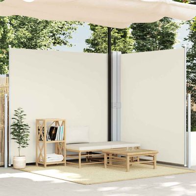 vidaXL Zaťahovacia dvojitá bočná markíza na terasu 170x600 cm, krémová