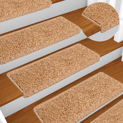 vidaXL Schodové rohože 5 ks 65x21x4 cm béžové s obdĺžnikovým okrajom