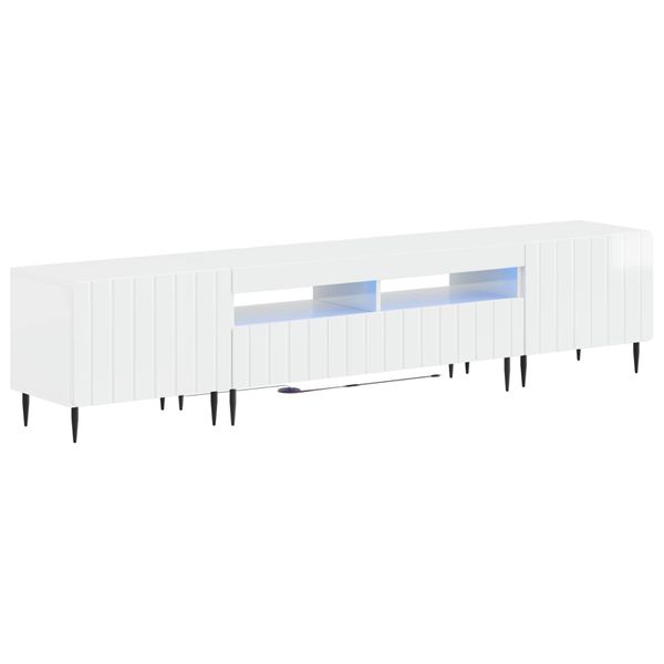 vidaXL 5-dielny LED TV kabinet Biela s vysokým leskom Kompozitné drevo