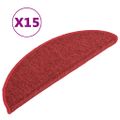 vidaXL Kobercové nášľapy na schody 15 ks červené 56x17x3 cm