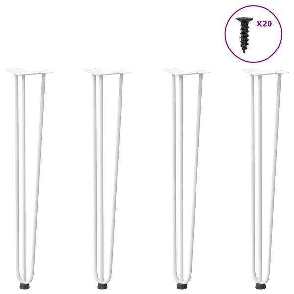 vidaXL vlásenkové nohy pre konzolové stolíky 4 ks, biele 72 cm, masívna oceľ