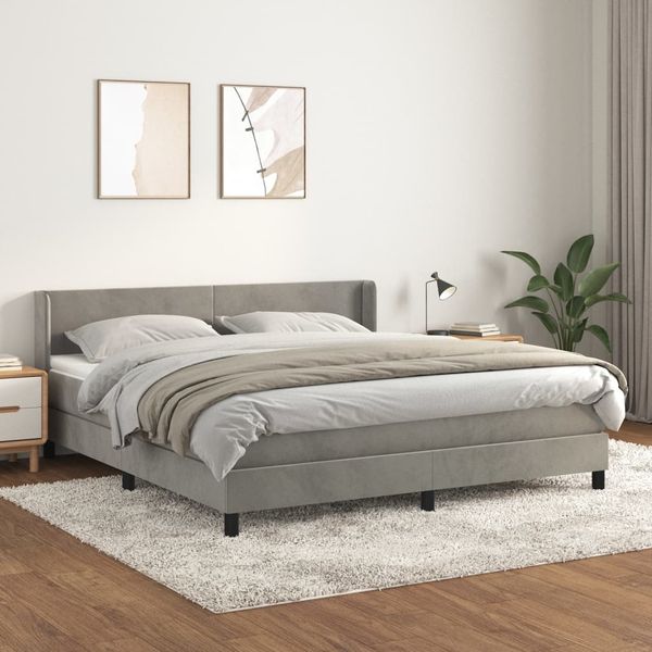 vidaXL Posteľný rám boxsping s matracom bledosivý 180x200 cm zamat
