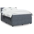 vidaXL Posteľný rám boxspring s matracom tmavosivý 140x200 cm zamat