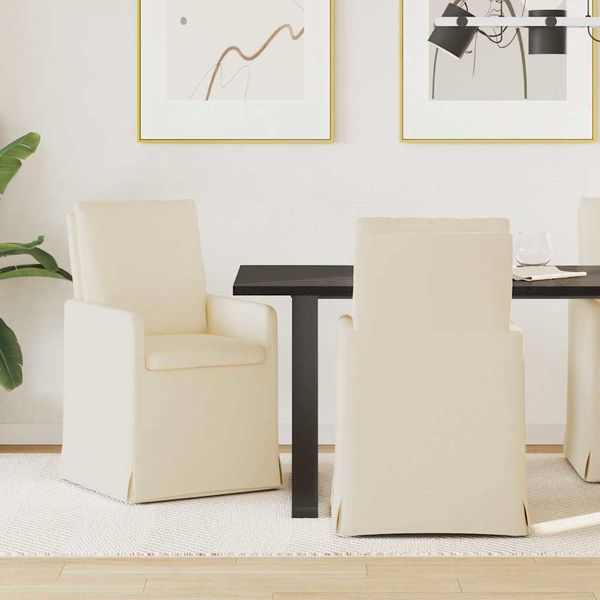 vidaXL Jedálenské stoličky 2 pcs Béžová 57 x 67 x 98 cm Ľan