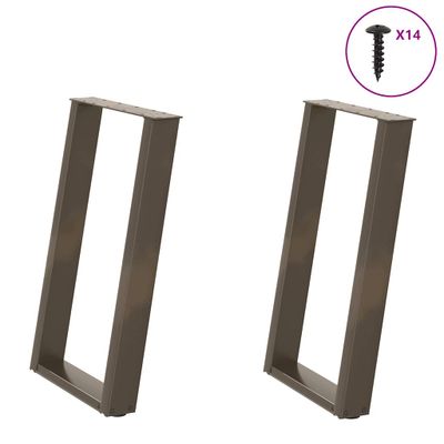 vidaXL Nohy k jedálenskému stolu v tvare U, 2 ks, prírodná oceľ, 50 x (72-73) cm, oceľ