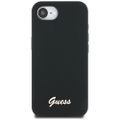 Guess HC Silicone Script Metal Logo Puzdro pre iPhone 16e Čierna