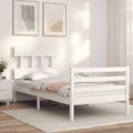 vidaXL Rám postele s čelom biely 100x200 cm masívne drevo