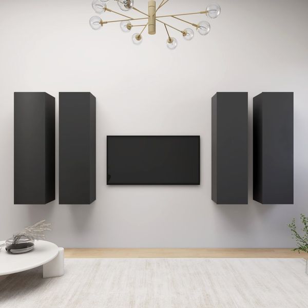 vidaXL TV skrinky 4 ks, sivé 30,5x30x110 cm, kompozitné drevo