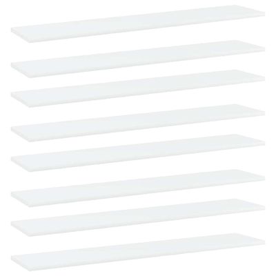 vidaXL Prídavné police 8 ks, biele 100x20x1,5 cm, drevotrieska