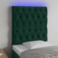 vidaXL Čelo postele s LED tmavozelené 80x7x118/128 cm zamat