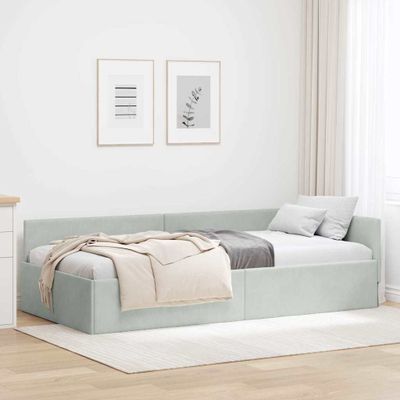 vidaXL Rohový rám postele Svetlosivá 100 cm x 200 cm Zamat