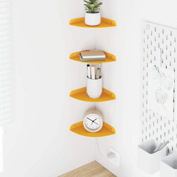 vidaXL Závesná polica s poličkou 4 pcs Horčicová žltá 15 x 15 x 2 cm