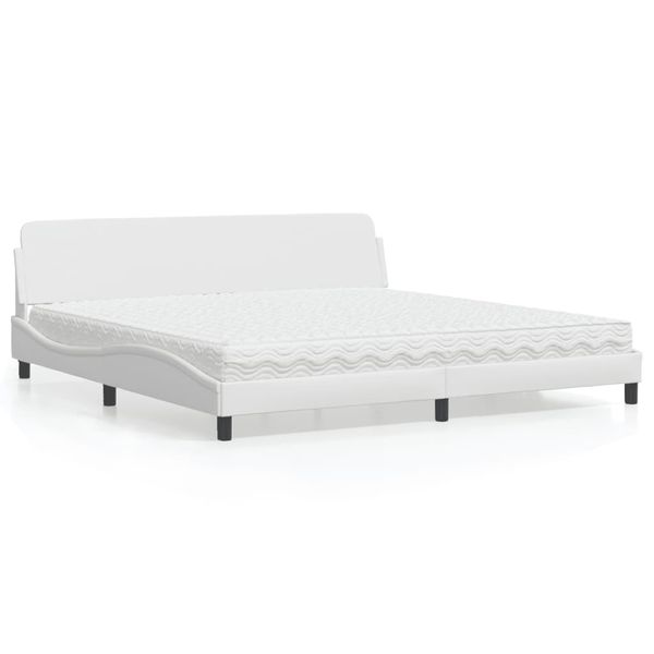 vidaXL Posteľ s matracom Dover biela 200x200 cm umelá koža