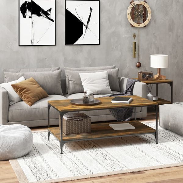 vidaXL Konferenčný stolík dymový dub 100x50x40 cm spracované drevo