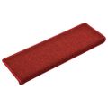 vidaXL Schodové rohože 15 ks 65x21x4 cm červené s obdĺžnikovým okrajom