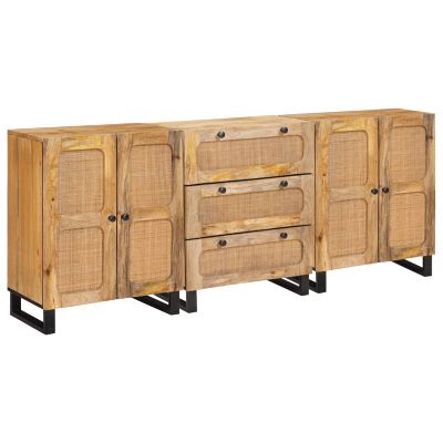 vidaXL Servírovacia skriňa 3 pcs Hnedá 180 x 33 x 75 cm