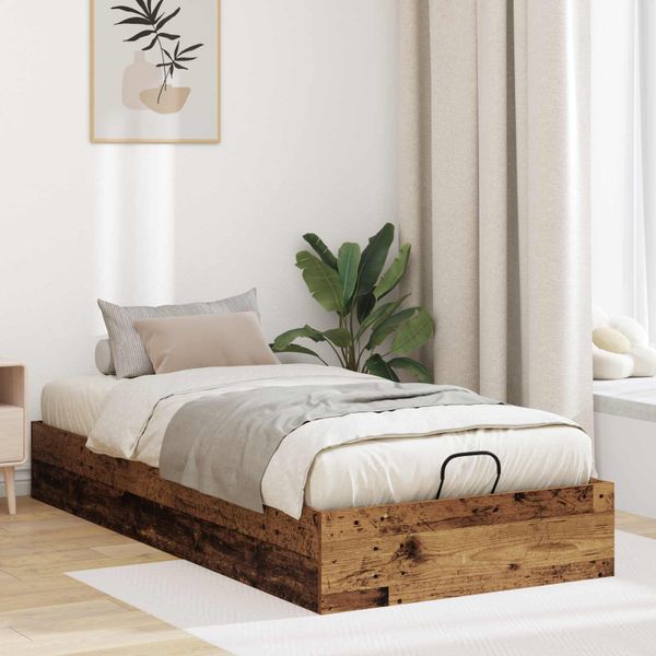 vidaXL Otomanový posteľný rám s úložiskom Staré drevo 75,5 x 190 cm