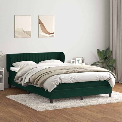 vidaXL Posteľný rám boxsping s matracom tmavozelený 160x220 cm zamat