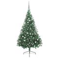 vidaXL Umelý predsvietený vianočný stromček Zelená 180 cm PVC