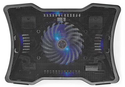 NEDIS stojan na notebook/ univerzálny/ pre notebooky do 17"/ 1x ventilátor 125 mm/ USB/ plast-kov/ čierny Chladicí podložka, pod notebook, do 17", 125mm ventilátor, LED podsvietenie, USB napájenie, čierna