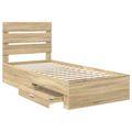vidaXL Rám postele Sonoma dub a striebro 75 x 190 cm Kompozitné drevo