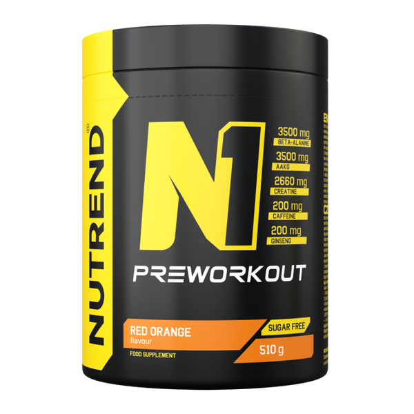 N1 Pre-Workout - Nutrend, červený pomaranč, 510 g