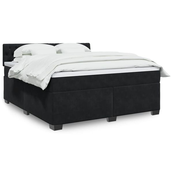 vidaXL Posteľný rám boxspring s matracom čierny 180x200 cm zamat