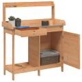 vidaXL Stôl na presádzanie so skrinkou hnedý 110,5x45x124,5 cm jedľa