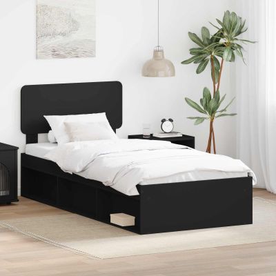 vidaXL Rám postele Čierna 90 x 190 cm Masívne borovicové drevo