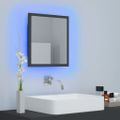 vidaXL Kúpeľňové zrkadlo s LED, sivé 40x8,5x37 cm, akryl