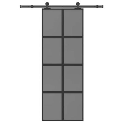 vidaXL Posuvné dvere s kovaním 76x205 cm tvrdené sklo a hliník úzke