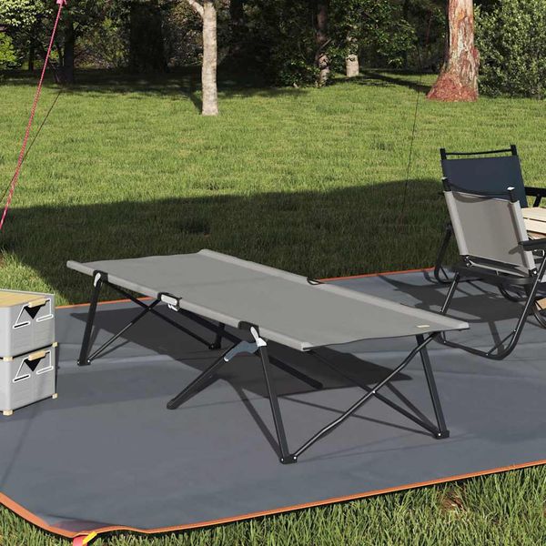 vidaXL Skladacia kempingová posteľ Sivá 206 x 76 x 74 cm Oxford a Oceľ