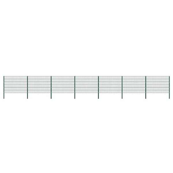 vidaXL Plotový panel so stĺpikmi, železný 1212x120 cm, zelený