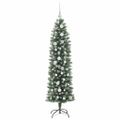 vidaXL Umelý chudý vianočný strom Zelená a biela 150 cm