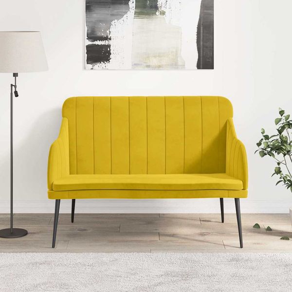 vidaXL Lavička žltá 110x76x80 cm zamat