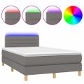 vidaXL Posteľ boxsping s matracom a LED tmavosivá 120x200 cm látka
