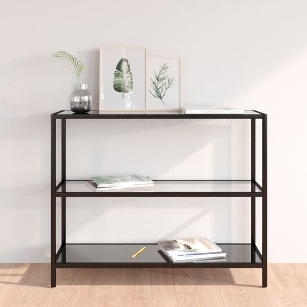vidaXL Policový regál, priehľadný a čierny 100x36x90 cm, tvrdené sklo