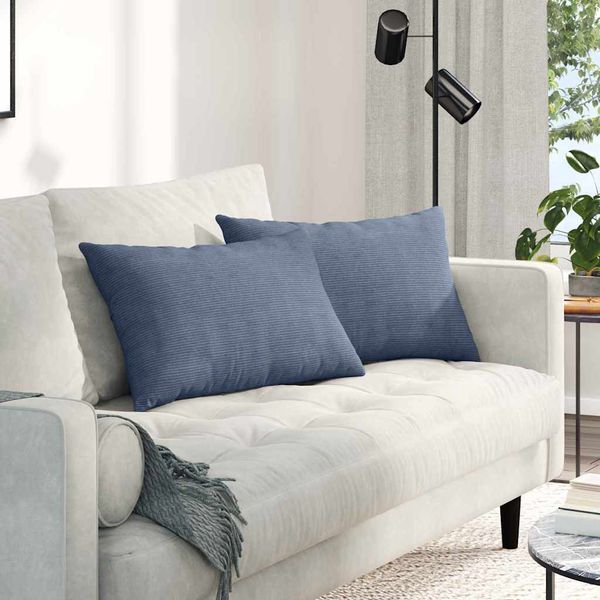 vidaXL Vankúše na pohovku 2 pcs Modrá 60 x 40 cm Kordúrová tkanina